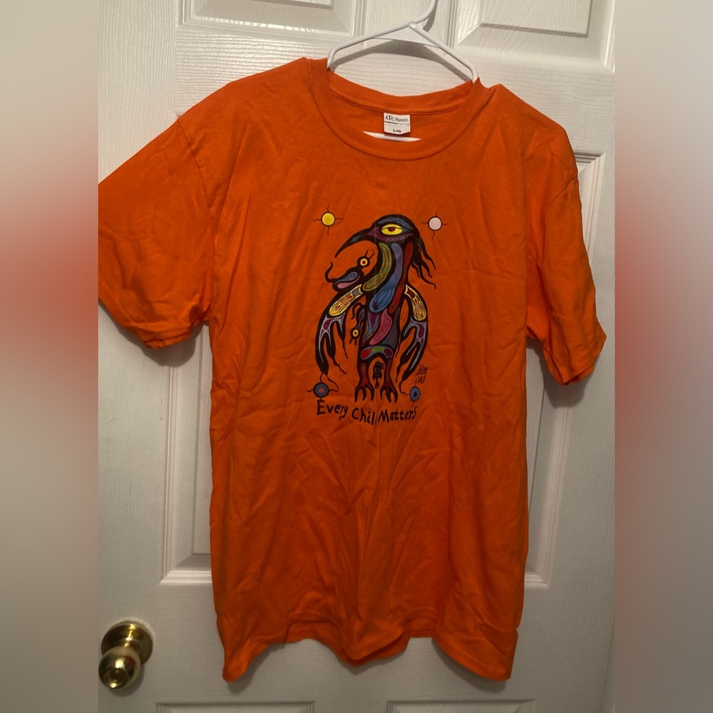 Every Child Matters Indigenous artist designed shirt